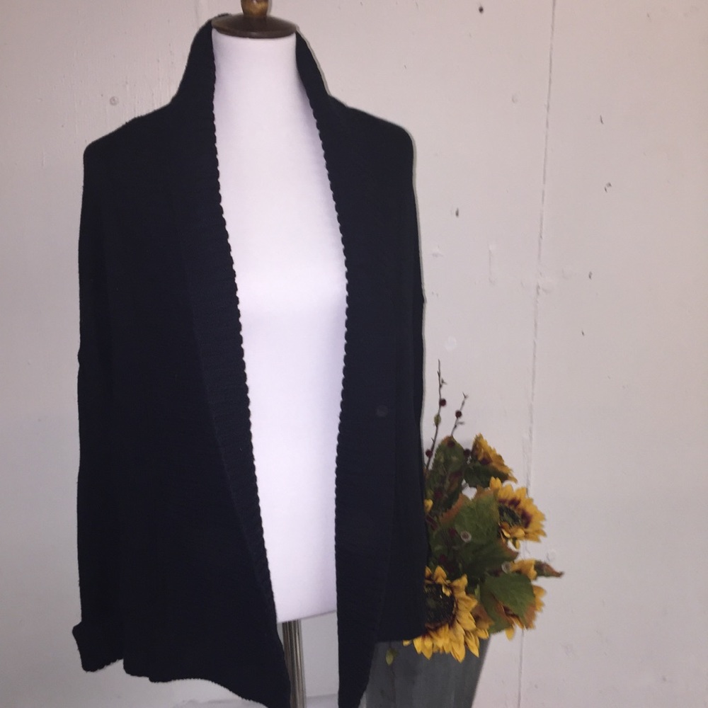J. Crew Navy Blue chunky trim open cardigan